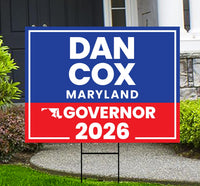 Dan Cox For Maryland Governor 2026 Yard Sign, Corrugated Plastic Governor Elections Race Red White & Blue Yard Sign with Metal H-Stake