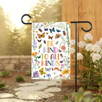 Be Kind to All Kinds Garden Flag, 12x18 Double Sided Yard Flag, Quote Porch Decor, Floral Insect Outdoor Accent, Garden Lover Gift