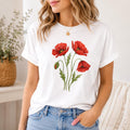 Red Poppy Flower Shirt, Vintage Botanical Wildflower Tee, Cottagecore Garden Lover Top, Floral Nature T-Shirt, Botanical Gift for Her