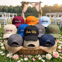 Personalized Lake Life Embroidered Hat, Custom Lake Wife Cap, Bridal Party Cap, Destination Wedding Weekend Favor, Bachelorette Party Hat