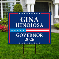 Gina Hinojosa For Texas Governor 2026 Yard Sign, Corrugated Plastic Governor Elections Race Red White & Blue Yard Sign with Metal H-Stake