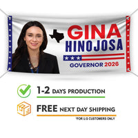 Gina Hinojosa For Texas U.S. Governor Banner Sign, 13 oz Waterproof US Governor Election 2026 Vinyl Banner With Metal Grommets