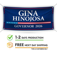 Gina Hinojosa For Texas U.S. Governor Banner Sign, 13 oz Waterproof US Governor Election 2026 Vinyl Banner With Metal Grommets
