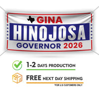 Gina Hinojosa For Texas U.S. Governor Banner Sign, 13 oz Waterproof US Governor Election 2026 Vinyl Banner With Metal Grommets