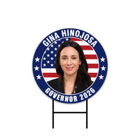 Gina Hinojosa For Texas Governor 2026 Yard Sign, Corrugated Plastic Governor Elections Race Red White & Blue Yard Sign with Metal H-Stake