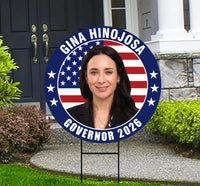 Gina Hinojosa For Texas Governor 2026 Yard Sign, Corrugated Plastic Governor Elections Race Red White & Blue Yard Sign with Metal H-Stake