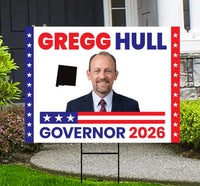 Gregg Hull For New Mexico Governor 2026 Yard Sign, Corrugated Plastic Governor Elections Race Red White & Blue Yard Sign with Metal H-Stake