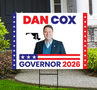 Dan Cox For Maryland Governor 2026 Yard Sign, Corrugated Plastic Governor Elections Race Red White & Blue Yard Sign with Metal H-Stake