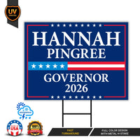 Hannah Pingree For Maine Governor 2026 Yard Sign, Corrugated Plastic Governor Elections Race Red White Blue Yard Sign with Metal H-Stake