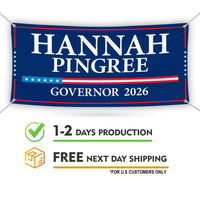 Hannah Pingree For Maine U.S. Governor Banner Sign, 13 oz Waterproof US Governor Election 2026 Vinyl Banner With Metal Grommets
