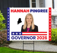 Hannah Pingree For Maine Governor 2026 Yard Sign, Corrugated Plastic Governor Elections Race Red White Blue Yard Sign with Metal H-Stake
