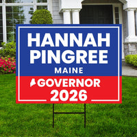 Hannah Pingree For Maine Governor 2026 Yard Sign, Corrugated Plastic Governor Elections Race Red White Blue Yard Sign with Metal H-Stake