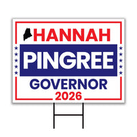 Hannah Pingree For Maine Governor 2026 Yard Sign, Corrugated Plastic Governor Elections Race Red White Blue Yard Sign with Metal H-Stake