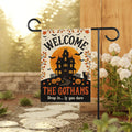 Custom Haunted House Garden Flag, 12x18 Double Sided Halloween Yard Flag, Family Name Porch Decor, Spooky Season Decor, Halloween Gift
