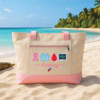 Personalized Nurse Tote Bag with Zipper, Custom Name Canvas Tote, Medical Icon Work Organizer, Hospital Shift Bag, Nurse Appreciation Gift