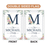 Personalized Floral Monogram Garden Flag, 12x18 Double Sided Yard Flag, Family Last Name Sign, Outdoor Porch Decor, Housewarming Gift