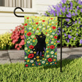 Black Cat in Wildflowers Garden Flag, 12x18 Double Sided Outdoor Decor, Floral Garden Flag, Colorful Spring Porch Accent, Cat Mom Gift
