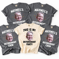 Personalized Retirement Party Shirt, Custom Photo Crew Tee, Matching Coworker Group Shirts, Funny Retiree Outfit, Farewell Gift for Boss