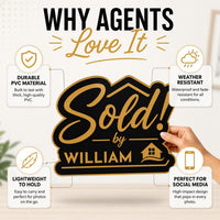 Personalized Real Estate Sold Sign, Custom PVC Cutout Closing Photo Prop, Sold By Agent Marketing Sign, House Sale Photo Sign