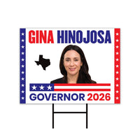 Gina Hinojosa For Texas Governor 2026 Yard Sign, Corrugated Plastic Governor Elections Race Red White & Blue Yard Sign with Metal H-Stake
