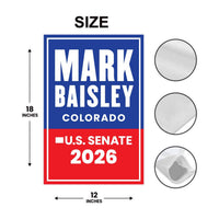 Mark Baisley For Colorado Senate 2026 Garden Flag, Double Sided, 2026 Senate Flag, Elections Flag, Race Red White & Blue Flag