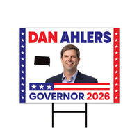 Dan Ahlers For South Dakota Governor 2026 Yard Sign, Corrugated Governor Elections Race Red White & Blue Yard Sign with Metal H-Stake