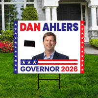Dan Ahlers For South Dakota Governor 2026 Yard Sign, Corrugated Governor Elections Race Red White & Blue Yard Sign with Metal H-Stake