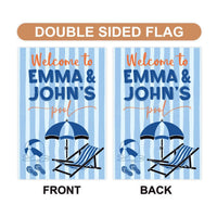 Personalized Pool Garden Flag, 12x18 Double Sided Yard Flag, Summer Porch Decor, Custom Couple Welcome Sign, Outdoor Housewarming Gift