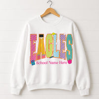 Personalized Eagles Teacher Sweatshirt, Custom School Name Tee, Bright Mascot Team Spirit, Back to School Outfit, Teacher Appreciation Gift