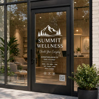 Custom Vinyl Storefront Decal: Business Logo, Text, Socials & QR Code