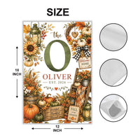 Personalized Fall Garden Flag, 12x18 Double Sided Yard Flag, Autumn Welcome Sign, Pumpkin Farmhouse Porch Decor, Housewarming Gift