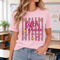 Personalized Teacher Grade Shirt, Custom Kindergarten to Fifth Grade Tee, Retro Pencil Top, Back to School Outfit, Gift for Teacher