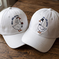 Personalized Mr and Mrs Silly Goose Embroidered Hat, Matching Bride Groom Caps, Bridal Party Cap, Funny Couple Gift, Wedding Party Favor