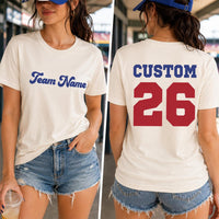 Personalized Team Name Shirt, Custom Player Name Number Tee, Sports Jersey Style T-Shirt, Game Day Outfit, Gift for Athlete, Front Back