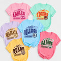 Personalized School Mascot Shirt, Custom School Name Spirit Tee, Varsity Team Graphic T-Shirt, Teacher Game Day Outfit, Team Mom Gift