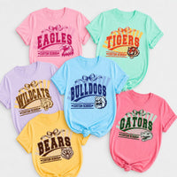 Personalized School Mascot Shirt, Custom School Name Spirit Tee, Varsity Team Graphic T-Shirt, Teacher Game Day Outfit, Team Mom Gift