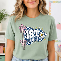 Personalized Grade Level Educator Shirt, Custom 1st 2nd 3rd 4th 5th Tee, Cute Teacher Pennant Tee, Back to School Outfit, Gift for Teacher
