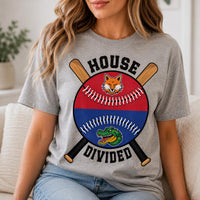 Custom House Divided Baseball Shirt, Personalized Two Team Name Tee, Split Ball Rivalry Design, Game Day Family Outfit, Custom Team Gift