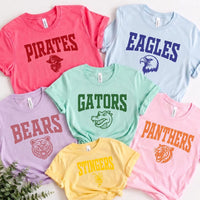 Personalized School Spirit Shirt, Custom Team Mascot Tee, Varsity Name T-Shirt, Game Day Fan Apparel, Gift for Students and Coaches