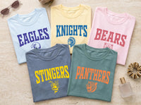 Personalized School Spirit Shirt, Custom Team Mascot Tee, Varsity Name T-Shirt, Game Day Fan Apparel, Gift for Students and Coaches