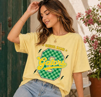 Personalized School Mascot Shirt, Custom School Name Spirit Tee, Checkerboard Varsity T-Shirt, Pep Rally Student Outfit, Coach Gift
