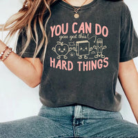 You Can Do Hard Things Teacher Shirt, Motivational Classroom Tee, Cute Apple Book Pencil Graphic, Back to School Outfit, Teacher Gift