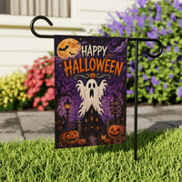 Happy Halloween Ghost Garden Flag, 12x18 Double Sided Yard Flag, Spooky Porch Decor, Haunted House Fall Yard Decor, Halloween Gift