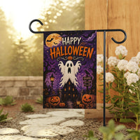 Happy Halloween Ghost Garden Flag, 12x18 Double Sided Yard Flag, Spooky Porch Decor, Haunted House Fall Yard Decor, Halloween Gift