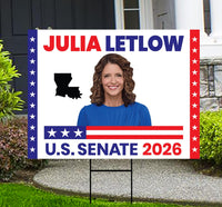 Julia Letlow For Louisiana Senate 2026 Yard Sign, Corrugated Plastic Senate Elections, Race Red White & Blue Yard Sign with Metal H-Stake