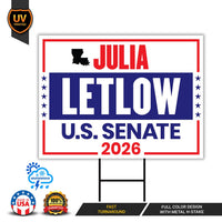 Julia Letlow For Louisiana Senate 2026 Yard Sign, Corrugated Plastic Senate Elections, Race Red White & Blue Yard Sign with Metal H-Stake