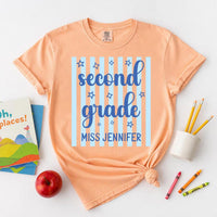Personalized Second Grade Teacher Shirt, Custom Name Tee, Retro Grade Team Top, Back to School Outfit, Teacher Gift