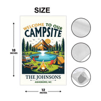Personalized Campsite Garden Flag, 12x18 Inch Double Sided Yard Flag, Custom Family Decor, RV Camper Welcome Sign, Gift for Family