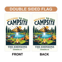 Personalized Campsite Garden Flag, 12x18 Inch Double Sided Yard Flag, Custom Family Decor, RV Camper Welcome Sign, Gift for Family