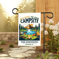 Personalized Campsite Garden Flag, 12x18 Inch Double Sided Yard Flag, Custom Family Decor, RV Camper Welcome Sign, Gift for Family